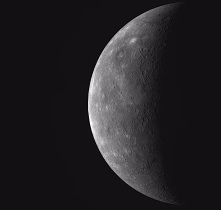This striking view of Mercury was taken during Messenger's approach to the planet, from a distance of 16,700 miles (26,900 kilometers).