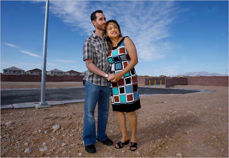 Josh Snider and Cindy Rojas visited the lot for their home at Coronado Ranch in Las Vegas, developed by America West.