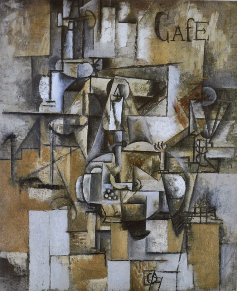 Image: A reproduction shows the painting \"Le Pigeon aux petit pois\" painted in 1911 by Pablo Picasso