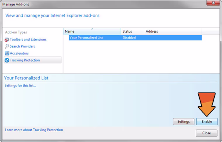 Image: IE 9 Tracking Protection