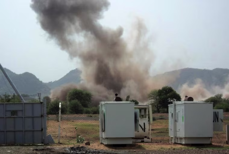 Image: A huge explosion near a United Nations compound in South Kordofan state