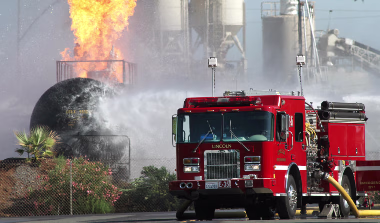 Image: Rail car fire in Lincoln, Calif.