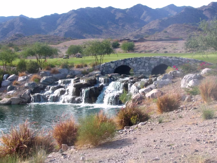 Image: waterfall at a golfcourse