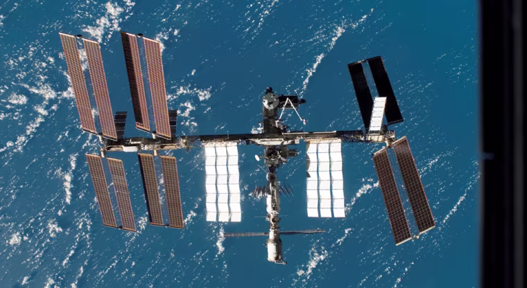 Image: The International Space Station on March 24, 2008  as seen from the US space shuttle Endeavour.