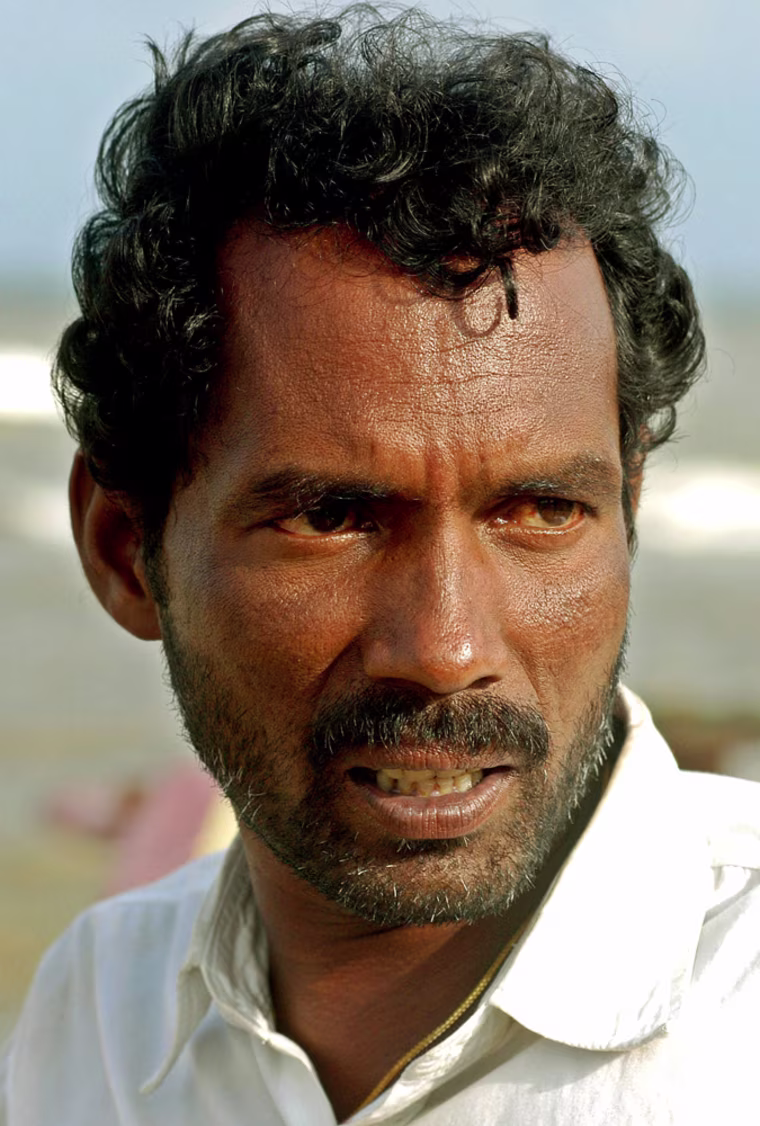 Indian fisherman looks on in the Nagapattinam district
