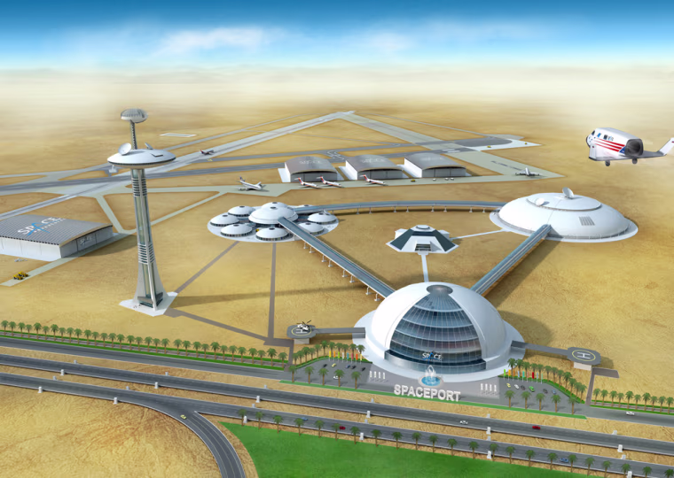 This computer rendition made available Friday, Feb. 17, 2006 by Space Adventures, Ltd., shows the company's plans for a $265 million commercial spaceport in the United Arab Emirates.  The commercial spaceport would be based in Ras Al-Khaimah near the southern end of the Persian Gulf, and the UAE government has made an initial investment of $30 million, the Arlington, Va.-based company said in a statement, Friday, Feb. 17, 2006. (AP Photo/PR Newswire, Space Adventures, Ltd.)