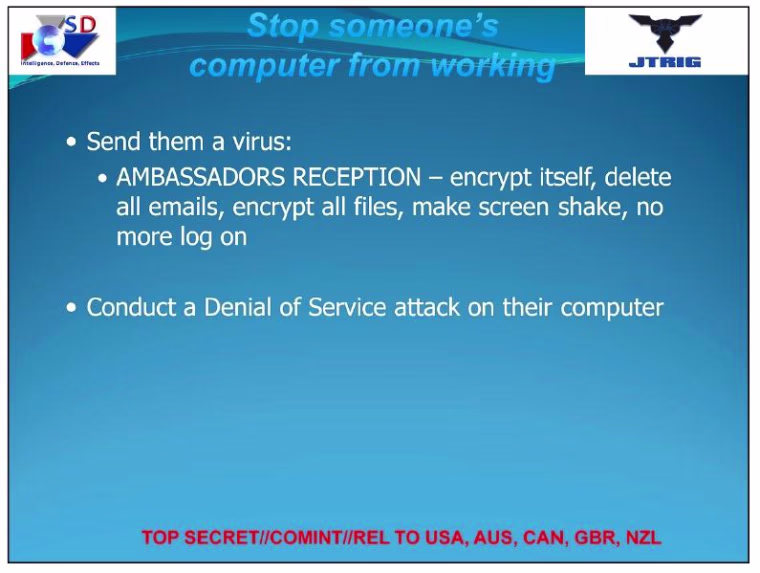 A slide from the documents taken from the NSA by Edward Snowden and obtained by NBC News.