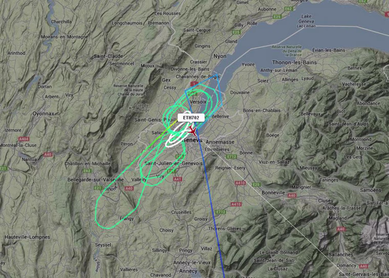 Image: The flight circled Geneva airport before landing, according to Flightradar24.com