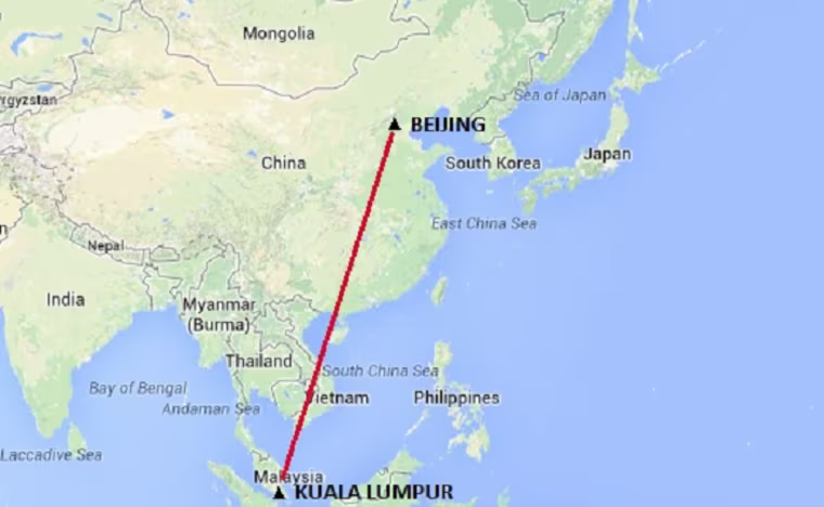 IMAGE: Map of airliner's route