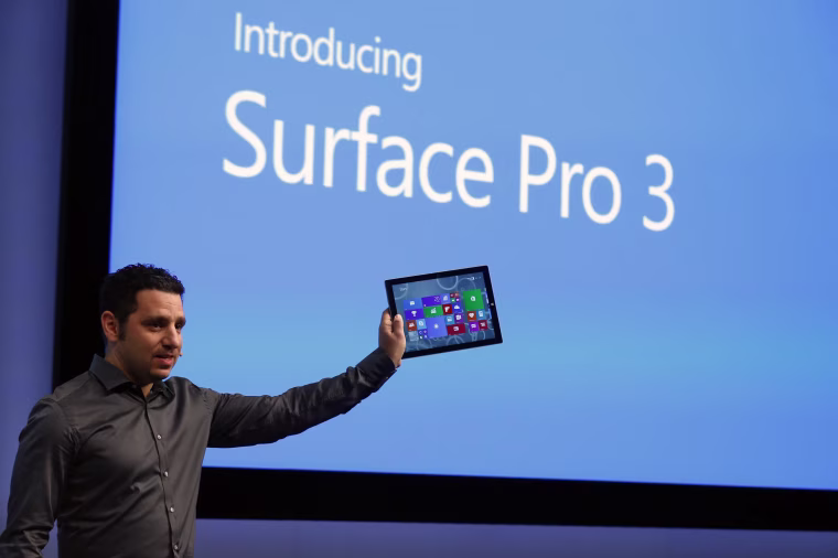 Image: Panos Panay, Corp. Vice President for Surface Computing at Microsoft Corp, unveils the latest models of the Surface tablet in New York
