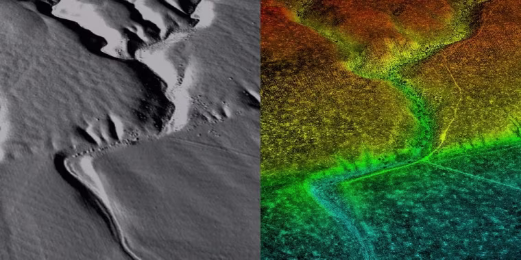 A pair of images derived from Lidar instruments.