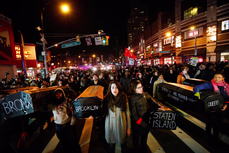 Image: Protesters rallying against a grand jury's decision not to indict the police officer involved in the death of Eric Garner