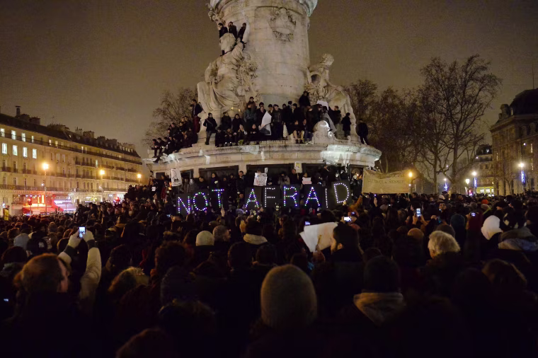 Image: Tribute To Victims Killed During Attack At Satirical Magazine Charlie Hebdo At Place De La Republique In Paris