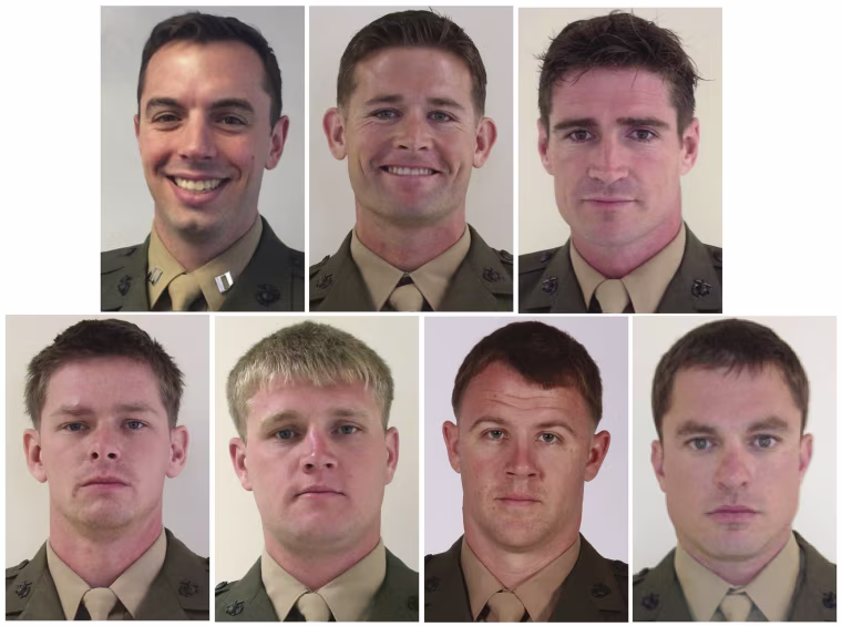 Image: Combination handout photo of U.S. Marines killed in helicopter crash off the Florida panhandle