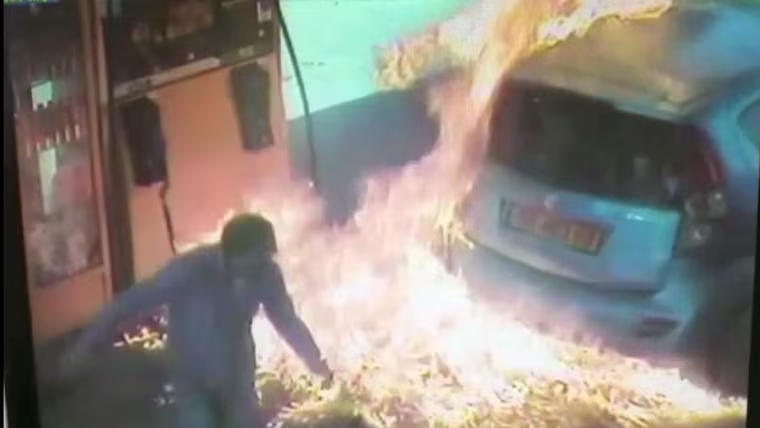 IMAGE: Blazing gas pump in Jerusalem