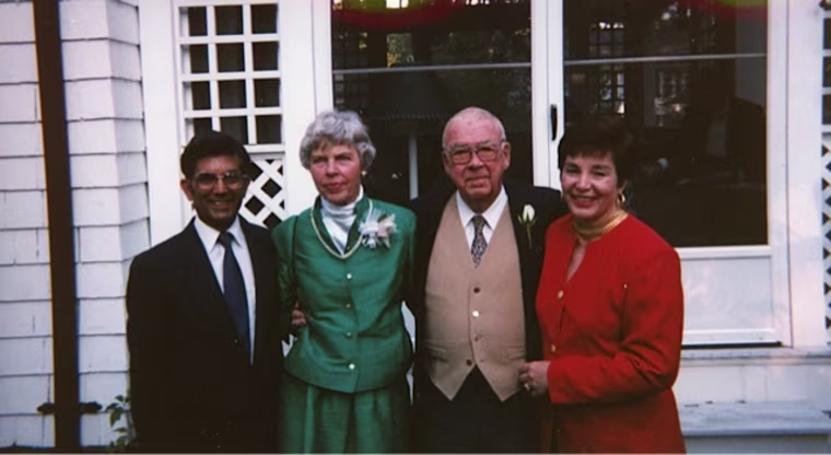 Cynthia and Tariq Abbas with Tariq's former host parents Barbara and Ray Weeks in Arlington, VA.