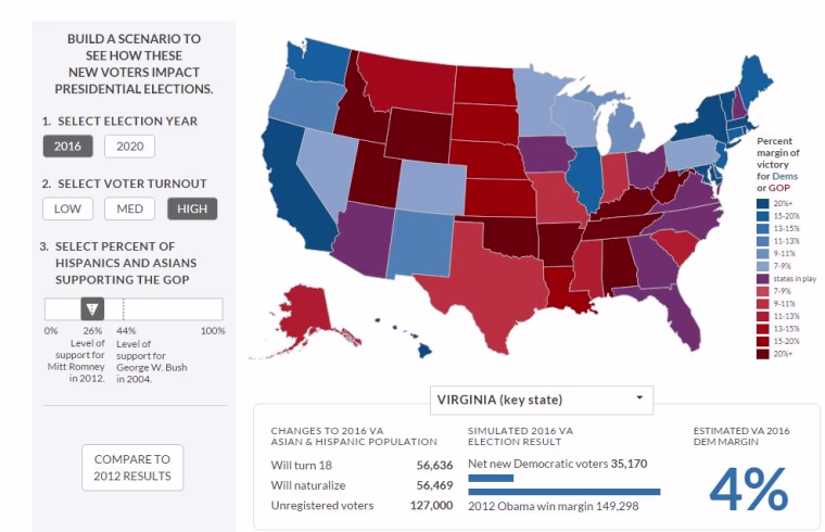 A screenshot of the map by The Partnership of a New American Economy.