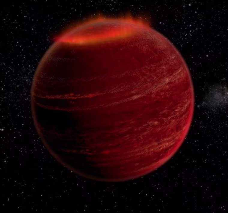 Image: Artist's concept of brilliant auroras on failed star about 18.5 light-years from Earth
