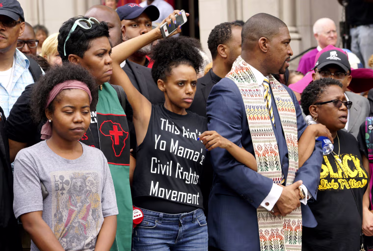 Image: Protesters prepare to march in downtown St. Louis