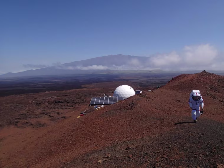 A view of the HI-SEAS habitat on the island of Hawai'i, where six crew members will spend a year in isolation.
