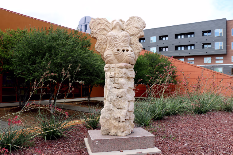 Image: The "Guardian of the DREAMers" sculpture, created in honor of this group of young Latino leaders, will be officially dedicated at the Latino Cultural Center in Dallas, Texas on Saturday, Sept. 19, 2015. It is the first sculpture of its kind.