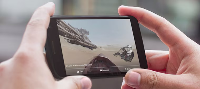IMAGE: Smartphone displaying 360 video on Facebook