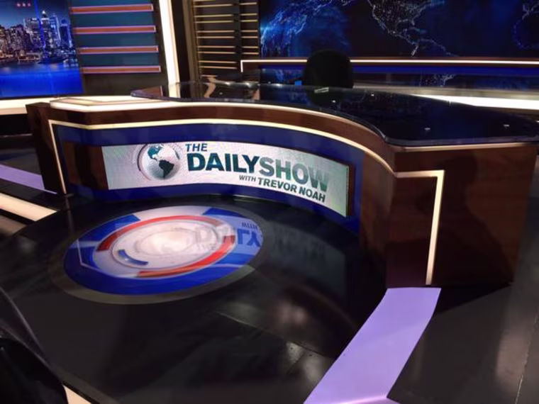 Trevor Noah's new desk on the set of "The Daily Show with Trevor Noah."