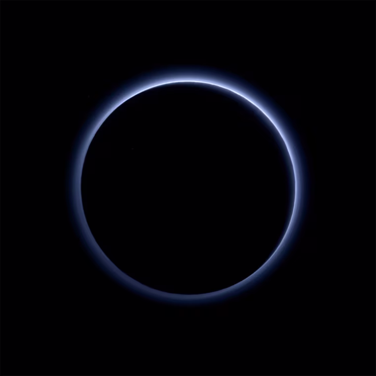 Pluto’s haze layer shows its blue color in this picture t