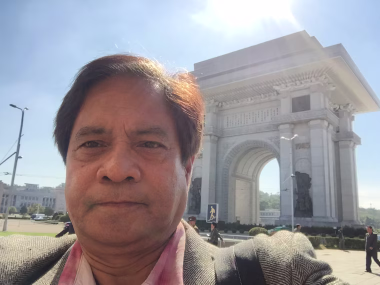 Image: Eric Baculinao at Pyongyang's Arch of Triumph