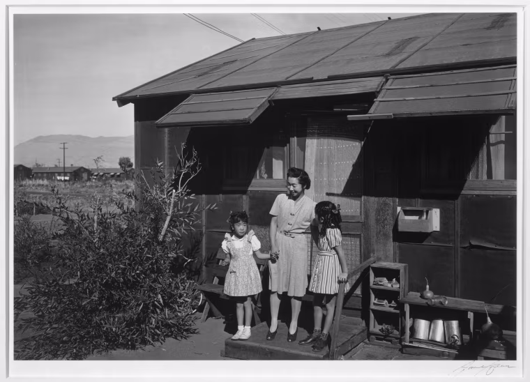 Image: Mrs. Nakamura and her two daughters, Joyce Yuki and Louise Tami, in 1943