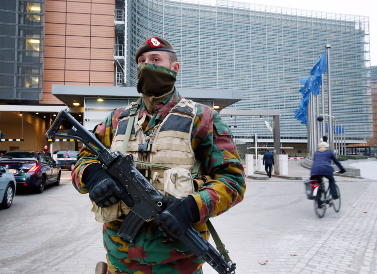 Image: Security at European Commission building in Brussels
