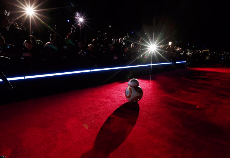 Image: Droid BB-8 arrives at the world premiere of the film \"Star Wars: The Force Awakens\" in Hollywood