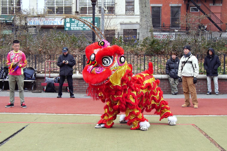 Image: New York United Lion and Dragon Dance Troupe practices