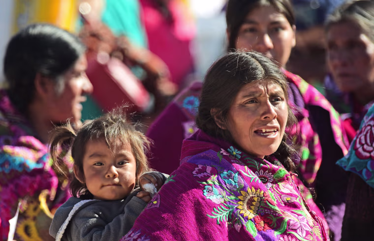Image: Mexican indigenous people await for the arrival of Pope Francis