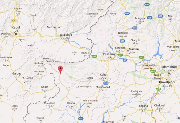 Image: Map showing Sadda, Pakistan