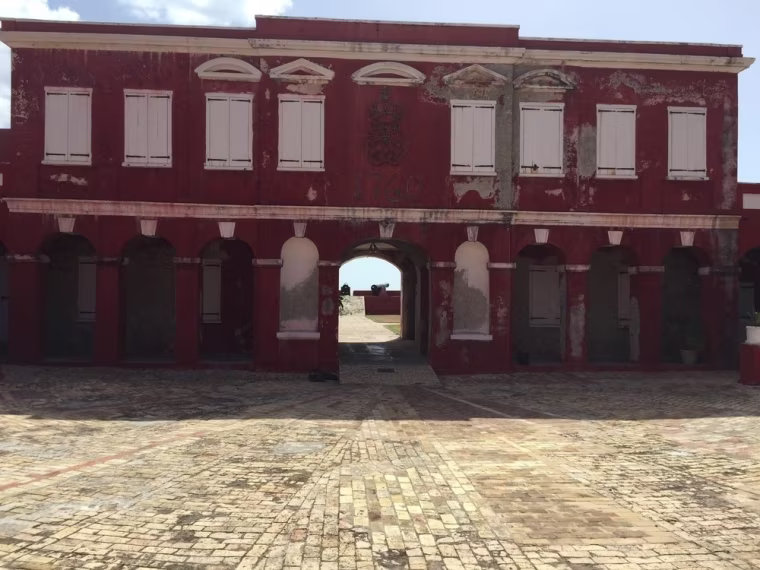 Fort Frederik Main Building in Frederiksted, St. Croix.