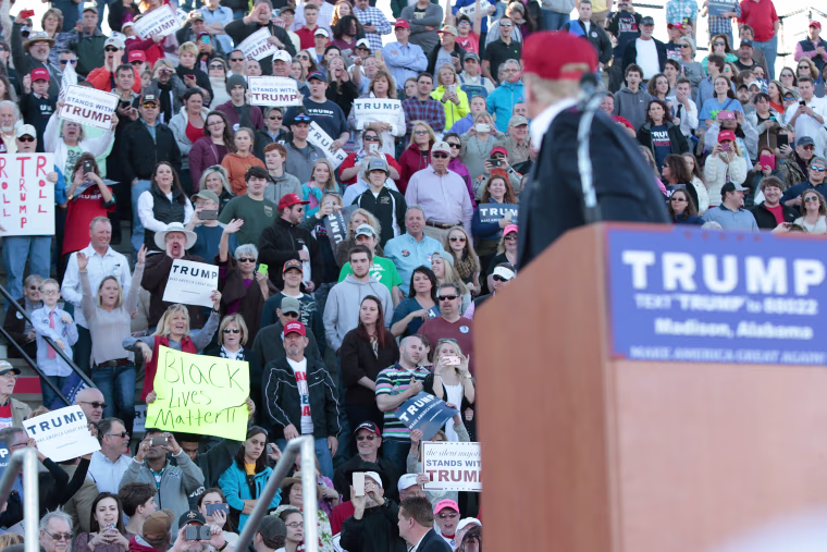 Republican Presidential Candidate Donald Trump Holds Primary Election Rally In Alabama