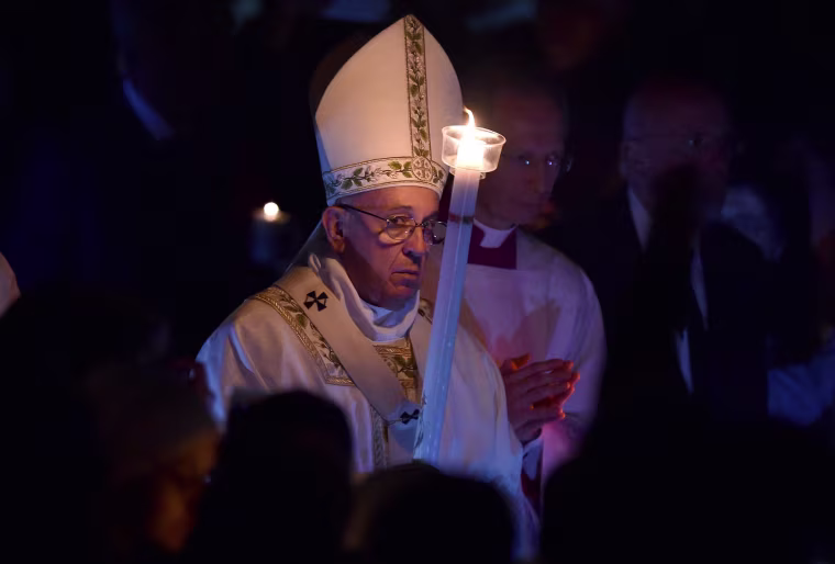 Image: Pope Francis leads Easter Vigil mass