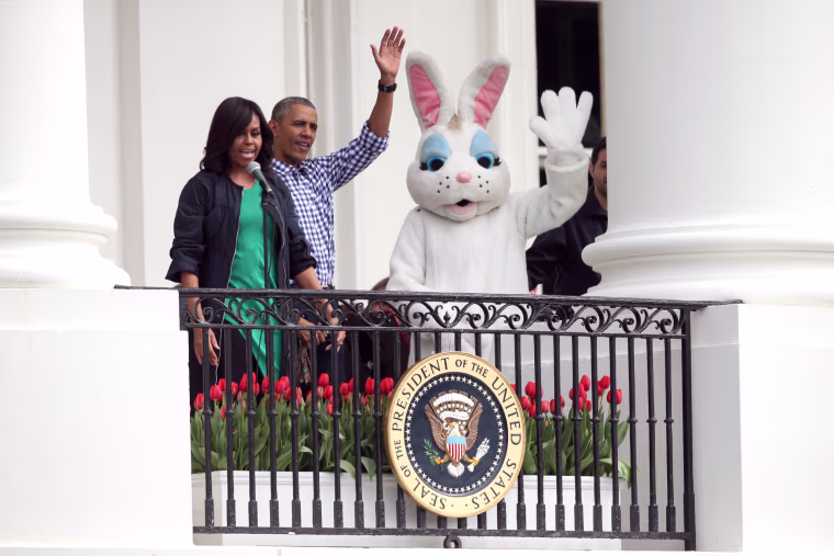 Image: Barack Obama, Michelle Obama, Easter Bunny
