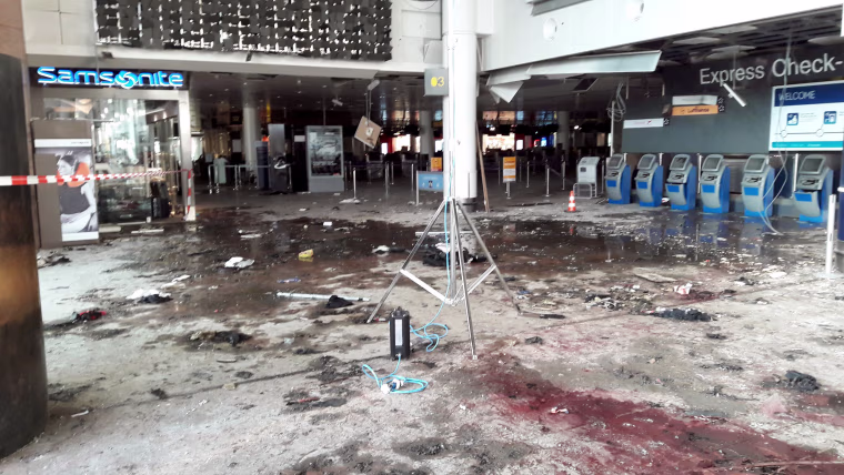 Image: Damage is seen inside the departure terminal following the March 22, 2016 bombing at Zaventem Airport, in these photos made available to Reuters by the Belgian newspaper Het Nieuwsblad