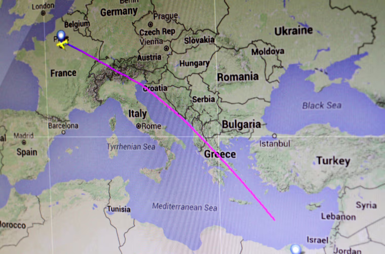 Image: The flight path of Egyptair Flight MS804