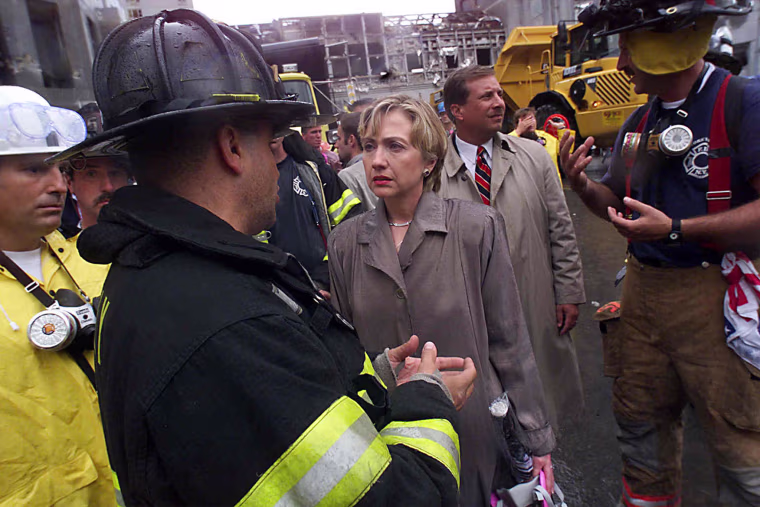 HILLARY CLINTON AT WORLD TRADE CENTER SITE.