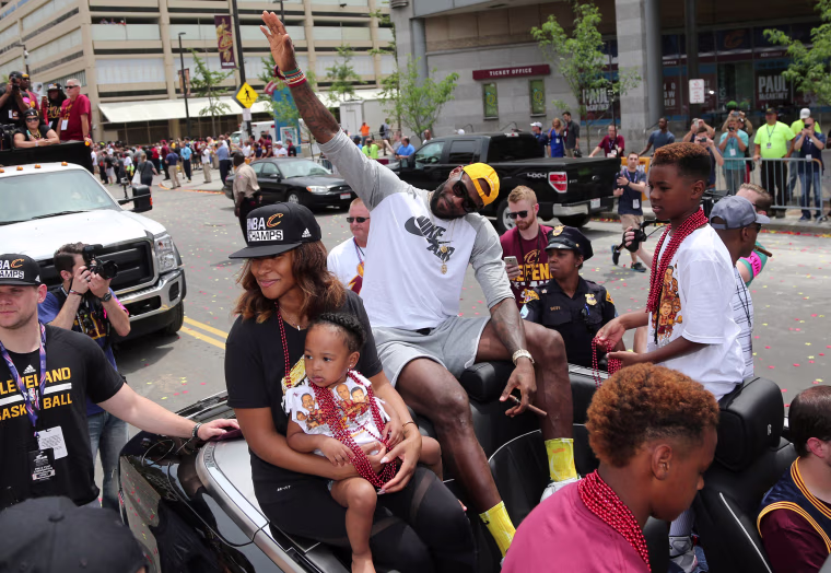 Image: Cleveland Cavaliers Lebron James celebrates the Cavaliers 2016 NBA Championship in downtown Cleveland