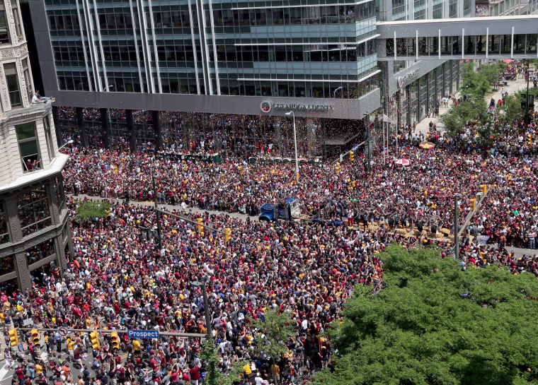 Image: Cleveland Cavaliers fans celebrate the Cavaliers 2016 NBA Championship in downtown Cleveland