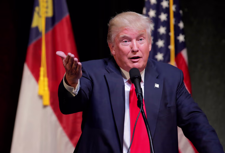 Image: Republican U.S. presidential candidate Donald Trump speaks at a campaign rally in Raleigh.