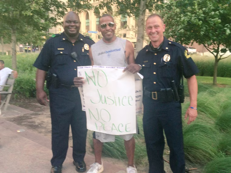 Image: Demonstration in Dallas at Belo Garden Park