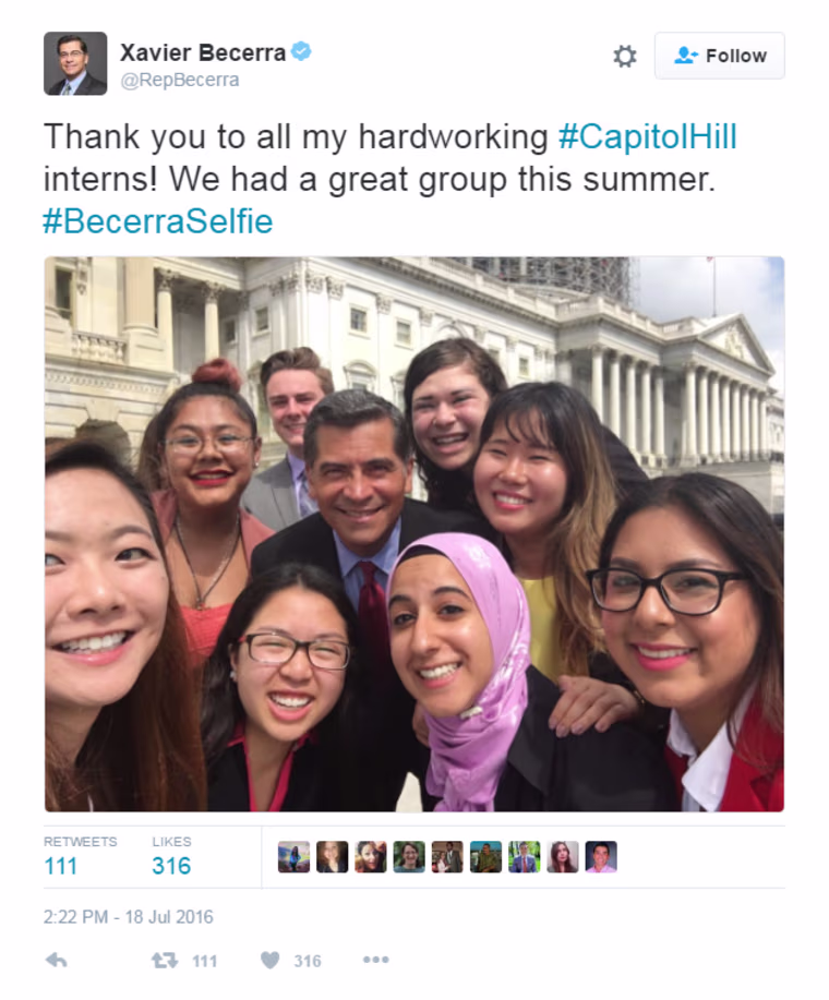 Screen grab of tweet from Rep. Xavier Becerra.