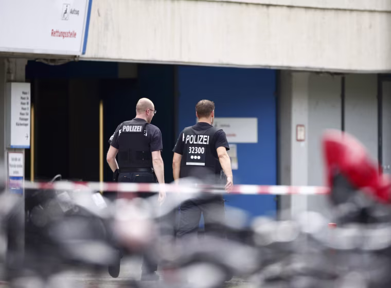 Image: Police outside the hospital