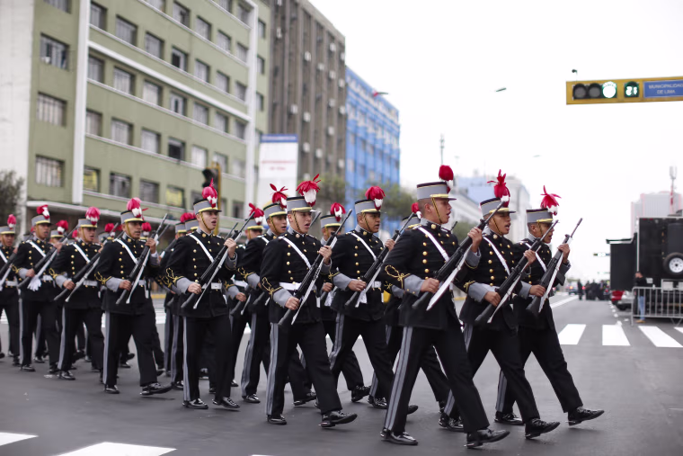 Peruvian Army inauguration ceremony for Pedro Pablo Kuczynski in Lima on July 28, 2016