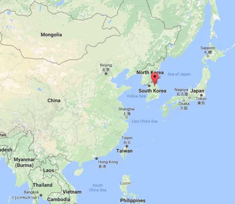 Image: Map showing PyeongChang, South Korea